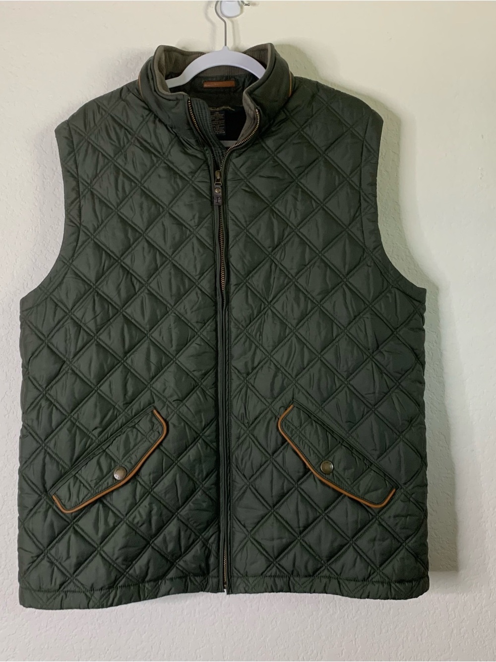 Brooks brother Mens green quilted full zip vest XL
